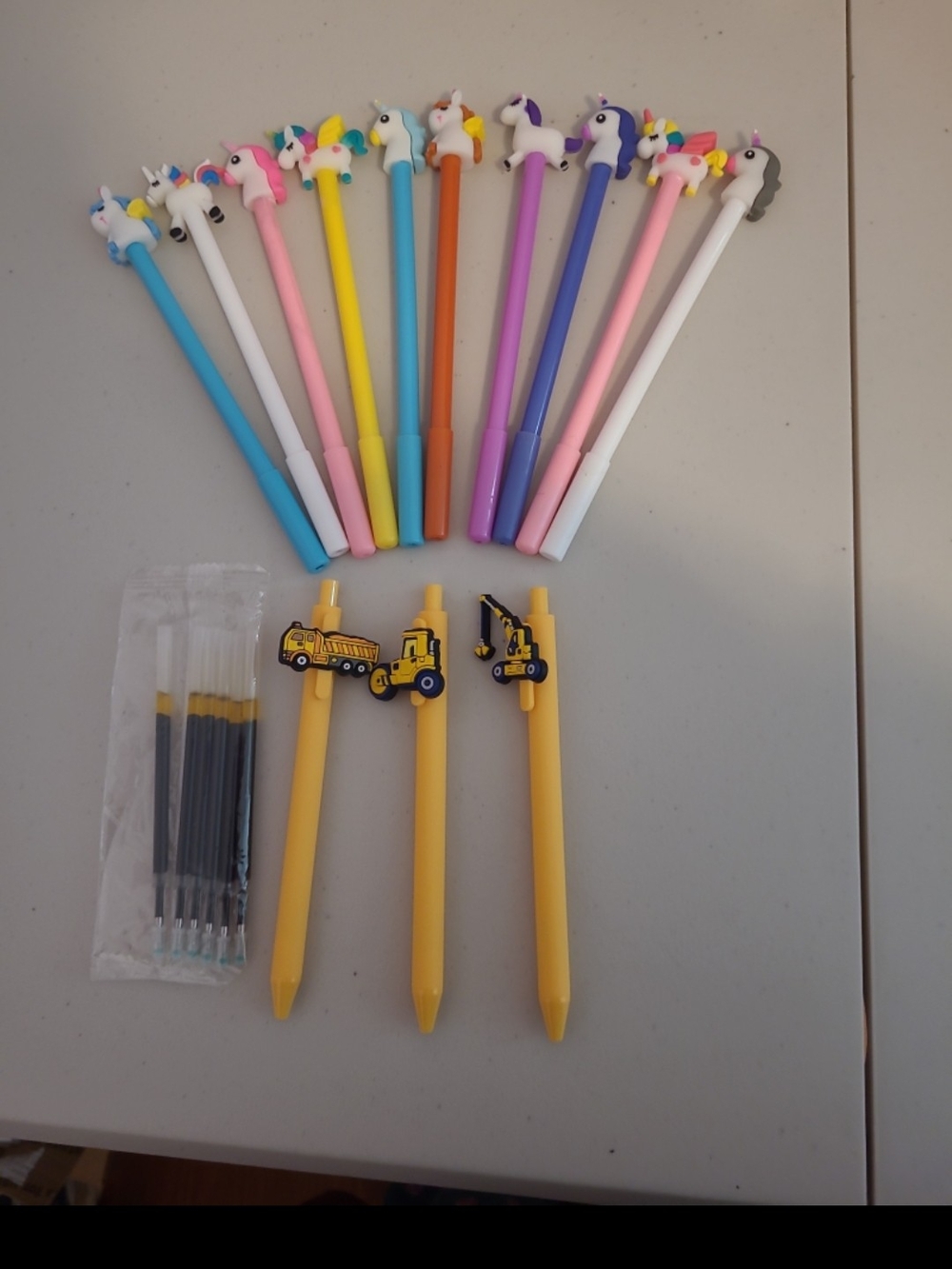 Unbranded Assorted Unicorn & Yellow Construction Pen Set - Pastel Mix